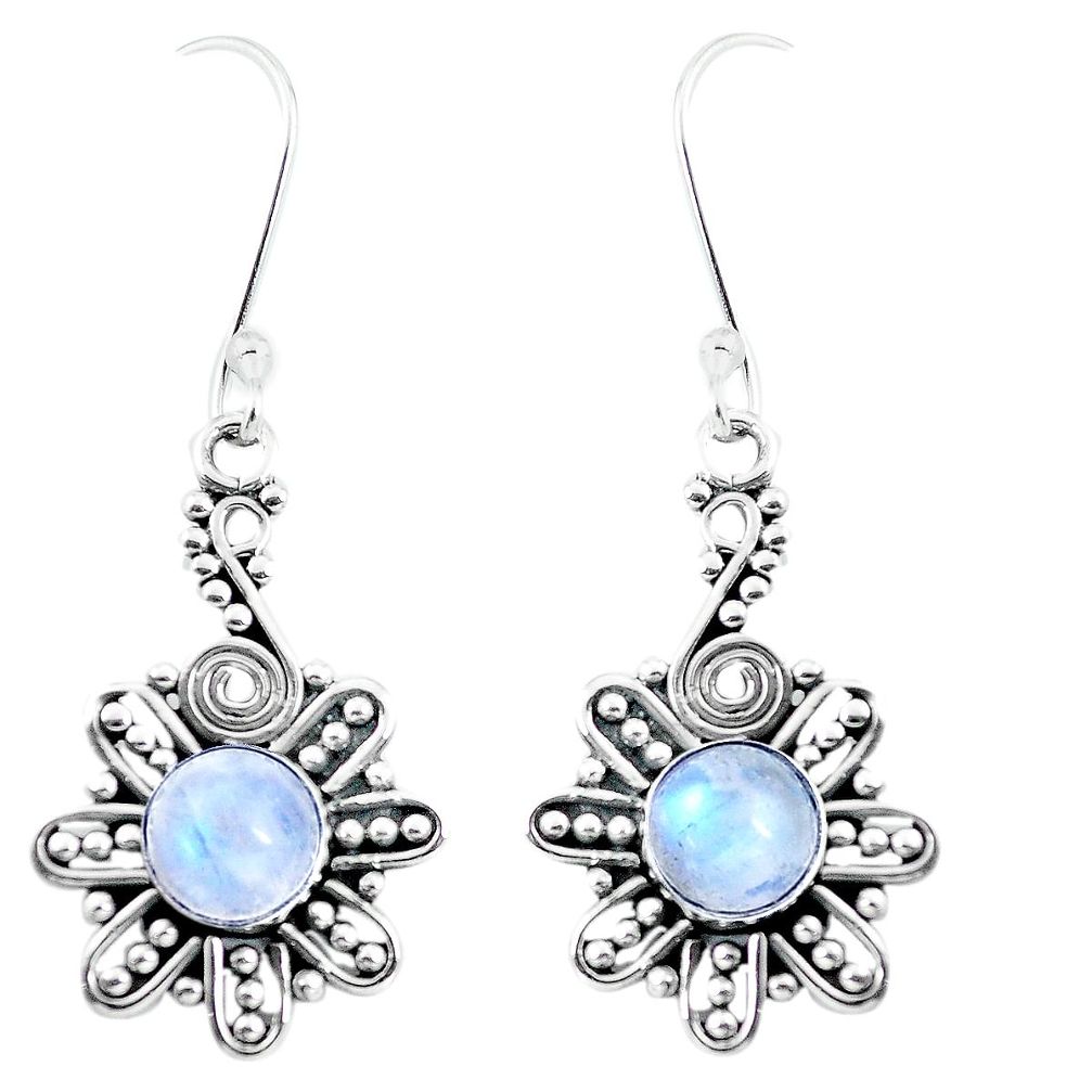 3.43cts natural rainbow moonstone 925 sterling silver dangle earrings p13422