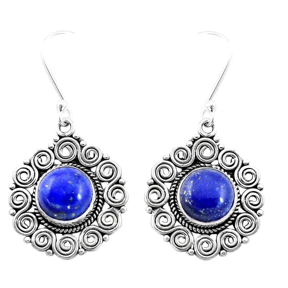 11.54cts natural blue lapis lazuli 925 sterling silver dangle earrings p13441