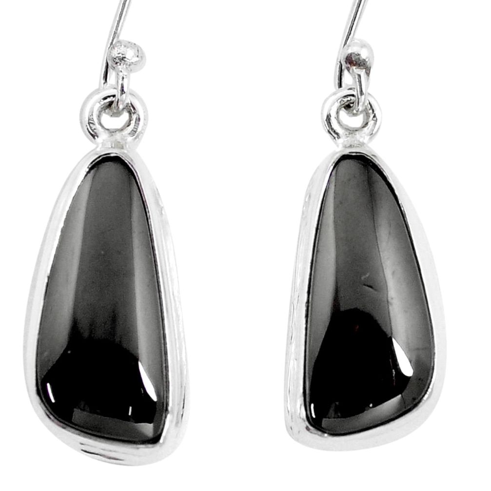 10.78cts natural black shungite 925 sterling silver dangle earrings p13681