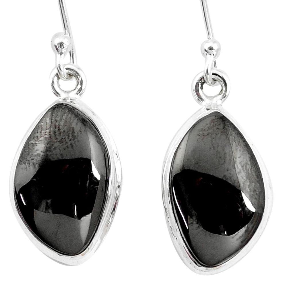 10.78cts natural shungite 925 sterling silver dangle earrings p13685