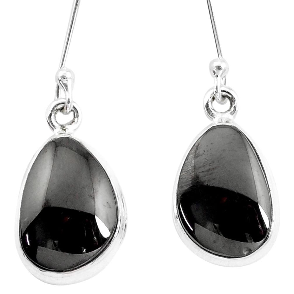 10.78cts natural shungite 925 sterling silver dangle earrings p13686