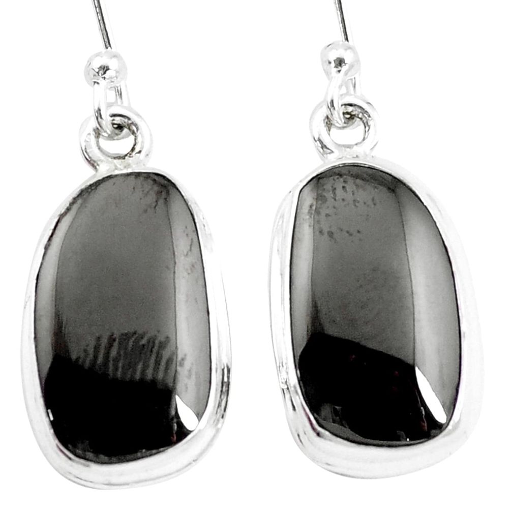9.98cts natural shungite 925 sterling silver dangle earrings p13690