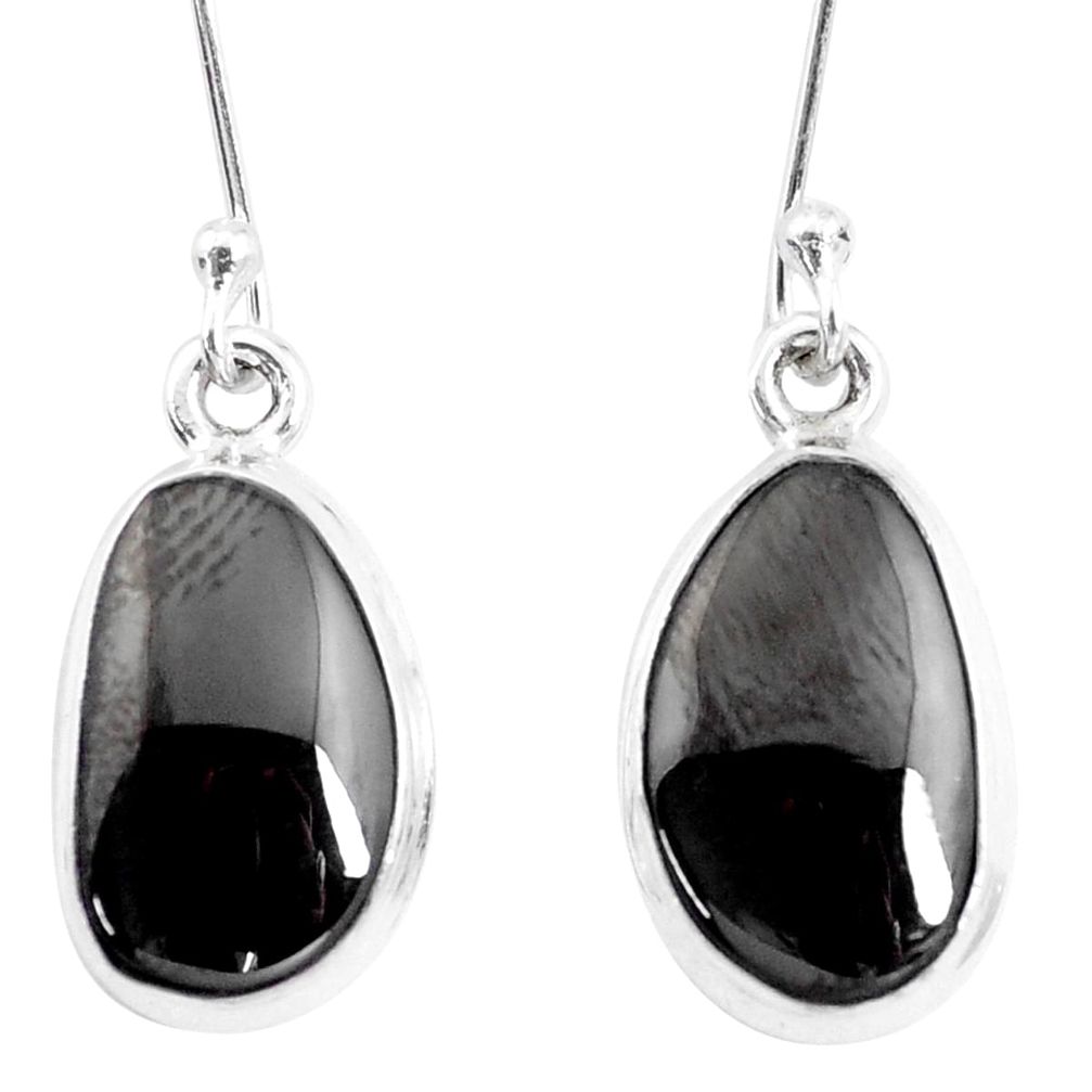 9.61cts natural shungite 925 sterling silver dangle earrings p13697