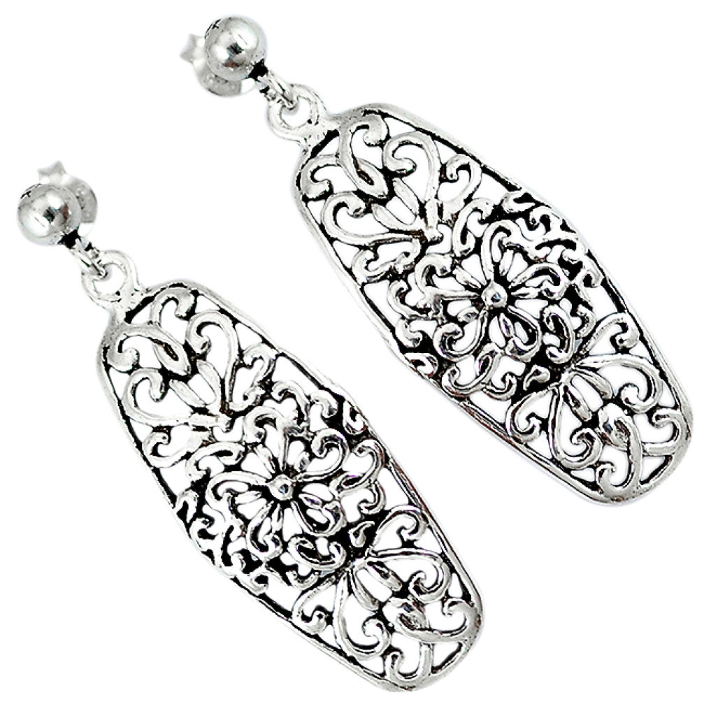 Indonesian bali java island 925 sterling silver dangle flower earrings p1452