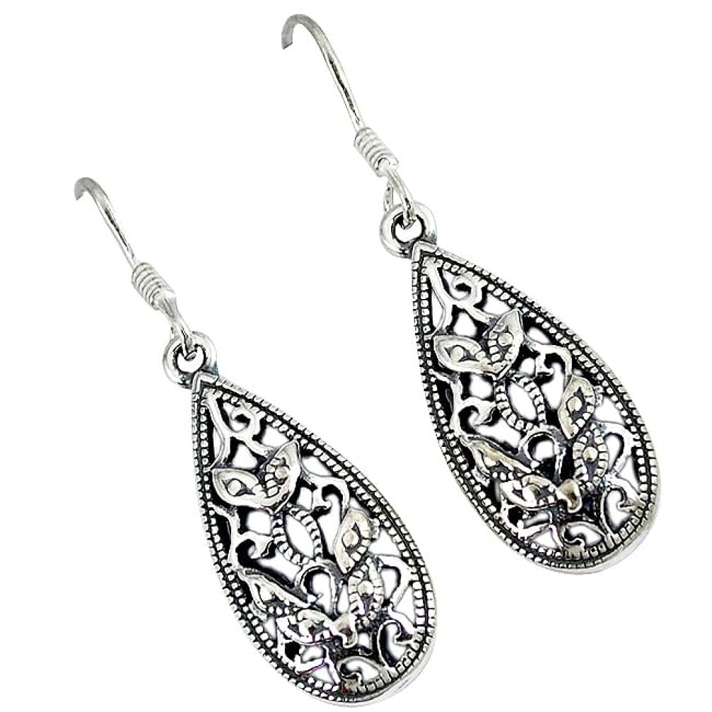 Indonesian bali java island 925 sterling solid silver dangle earrings p1478