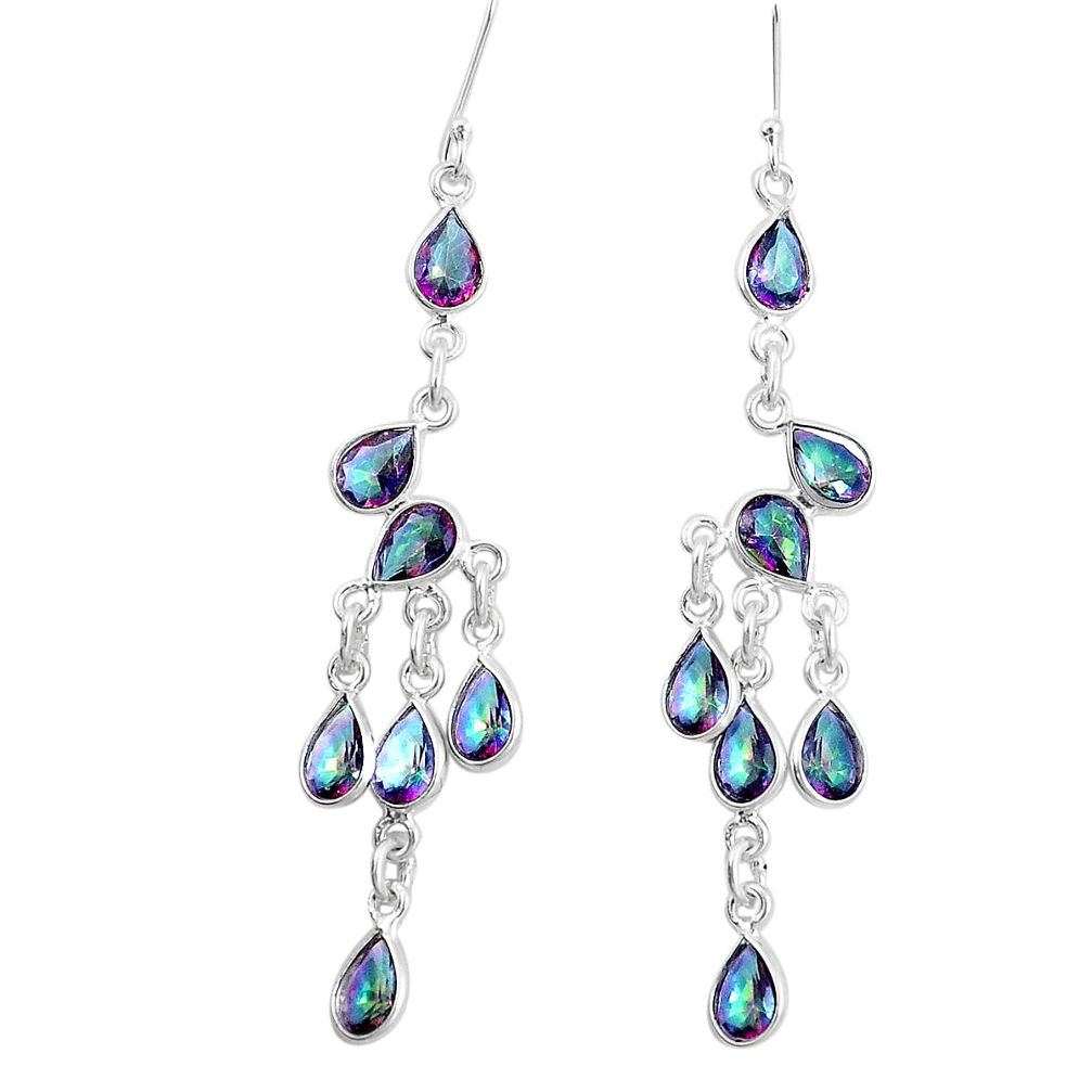 16.23cts multi color rainbow topaz 925 silver chandelier earrings jewelry p15208