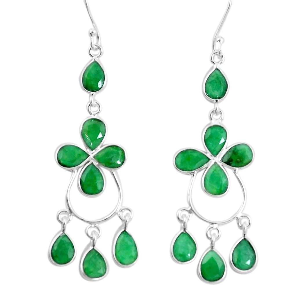 20.20cts natural green emerald 925 silver chandelier earrings jewelry p15210