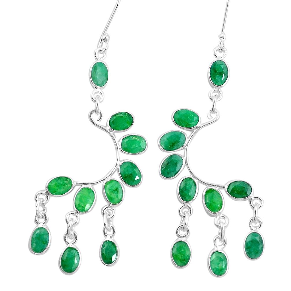 18.52cts natural green emerald 925 silver chandelier earrings jewelry p15225