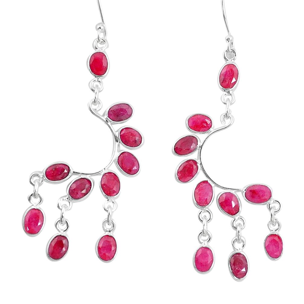 19.23cts natural red ruby 925 sterling silver chandelier earrings jewelry p15228