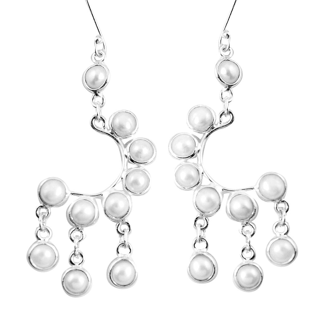 925 silver 22.48cts natural white pearl chandelier earrings jewelry p15236