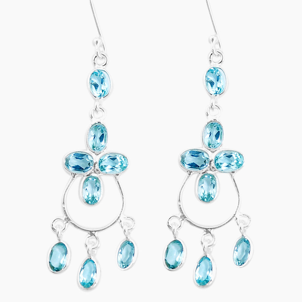 15.65cts natural blue topaz 925 sterling silver chandelier earrings p15261