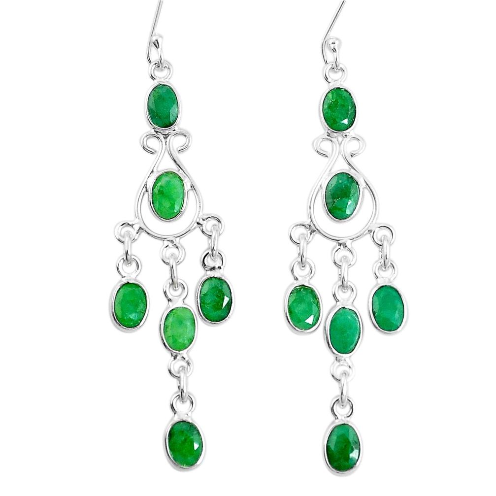 925 sterling silver 16.73cts natural green emerald earrings jewelry p15331