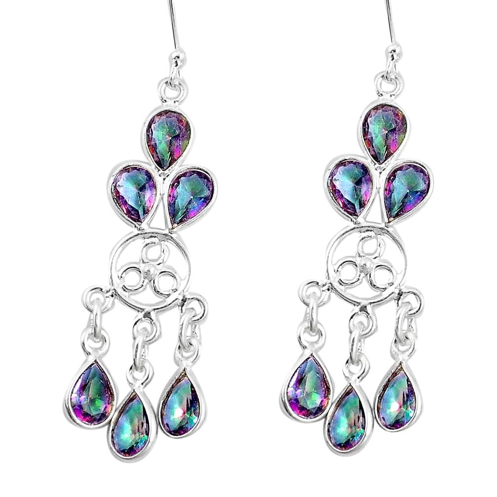 925 sterling silver 15.58cts multicolor rainbow topaz chandelier earrings p15343