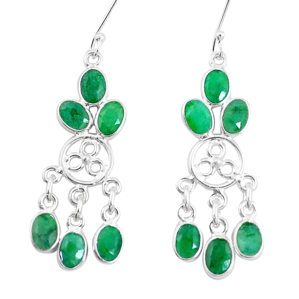 925 sterling silver 14.26cts natural green emerald chandelier earrings p15346