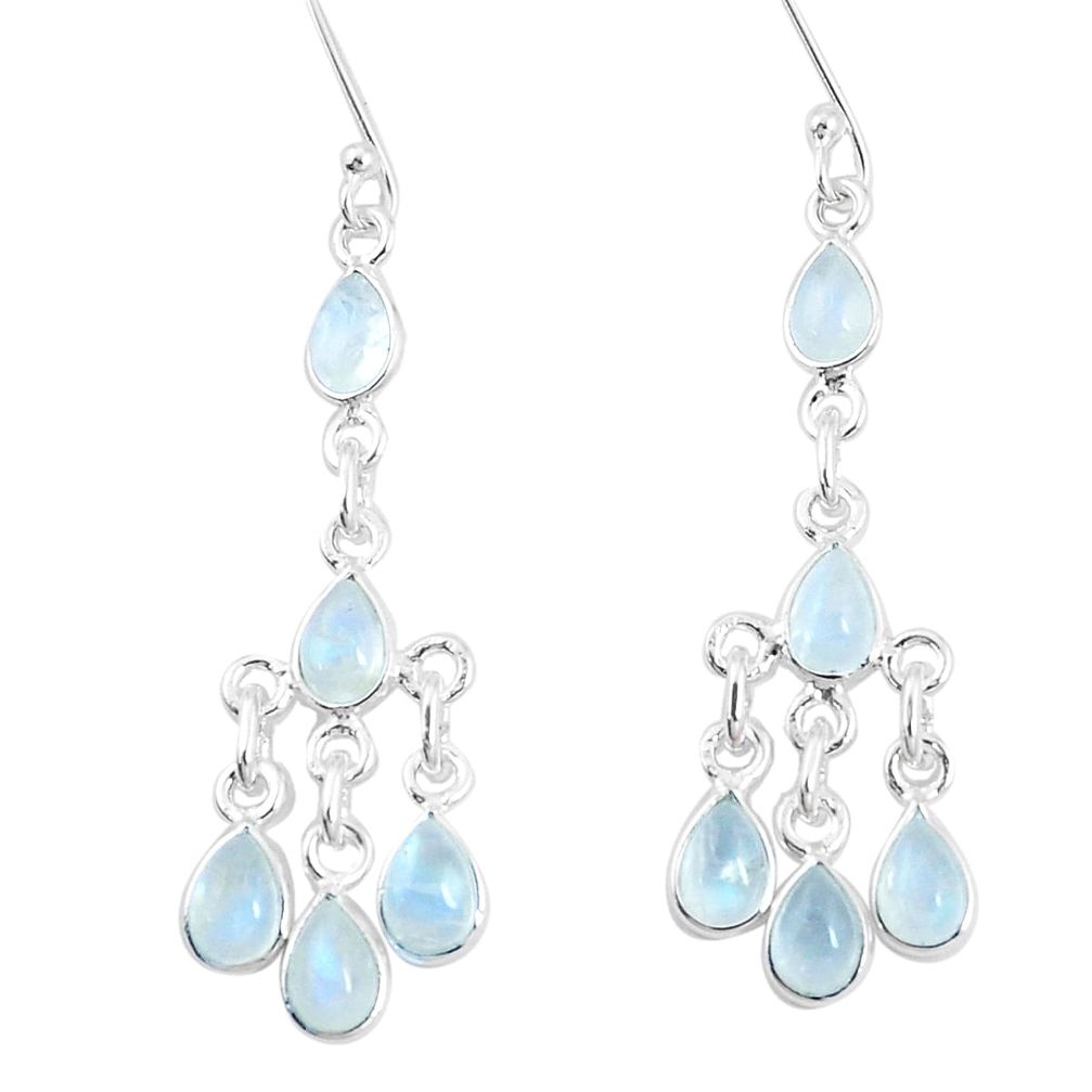 925 silver 11.07cts natural rainbow moonstone chandelier earrings jewelry p15356