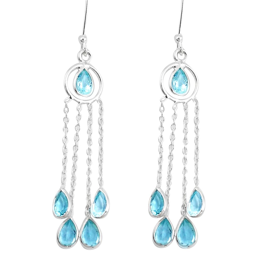 9.72cts natural blue topaz 925 sterling silver chandelier earrings p15381