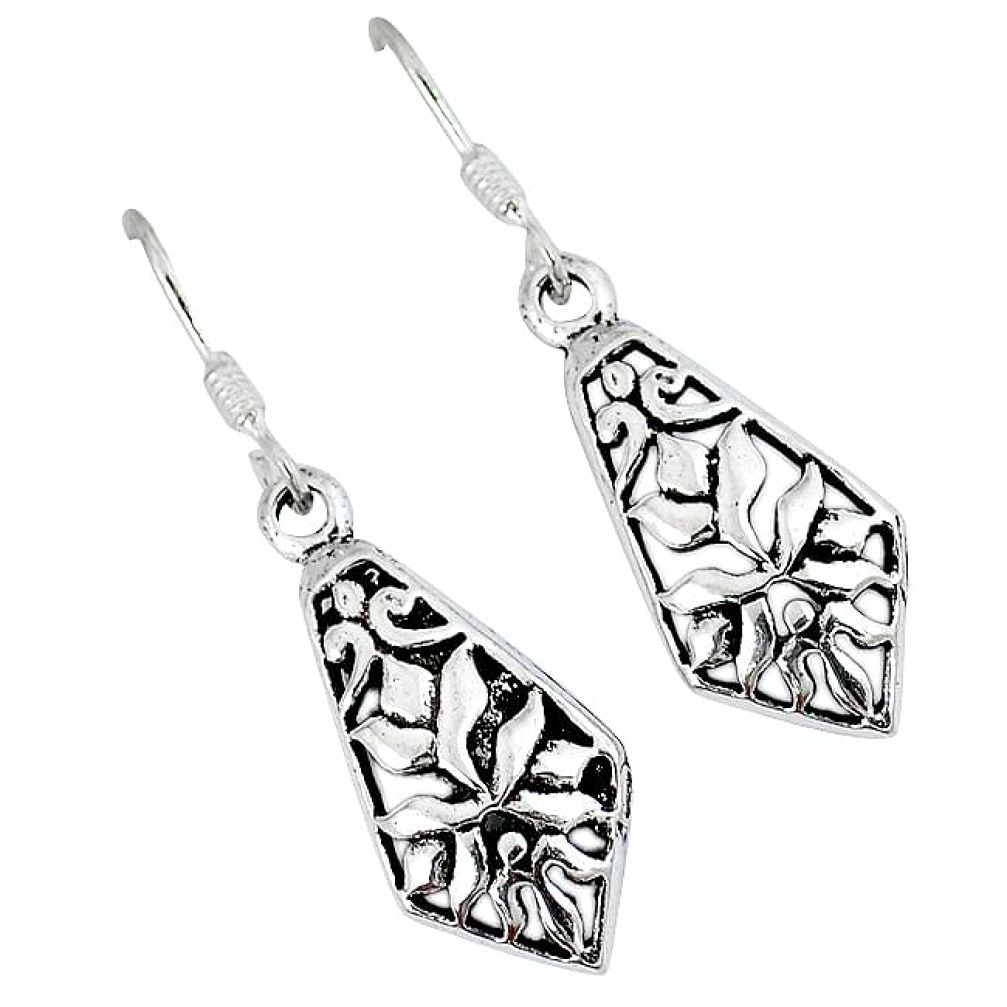 Indonesian bali java island 925 sterling plain silver dangle earrings p1575