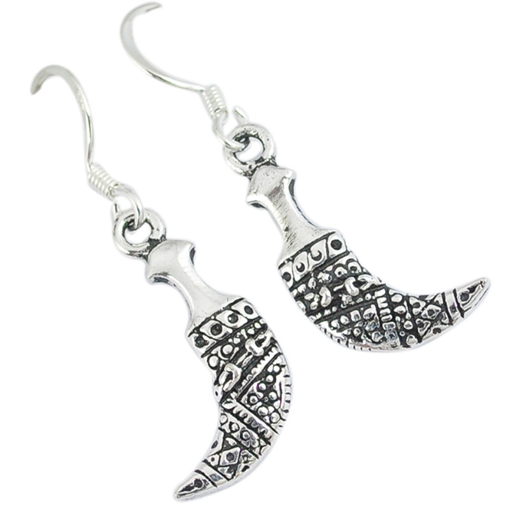 925 sterling plain silver indonesian bali java island dangle earrings p1596