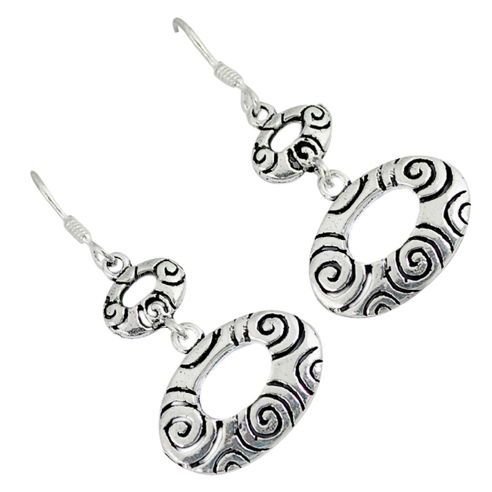 Indonesian bali style solid 925 sterling silver dangle earrings jewelry p1619