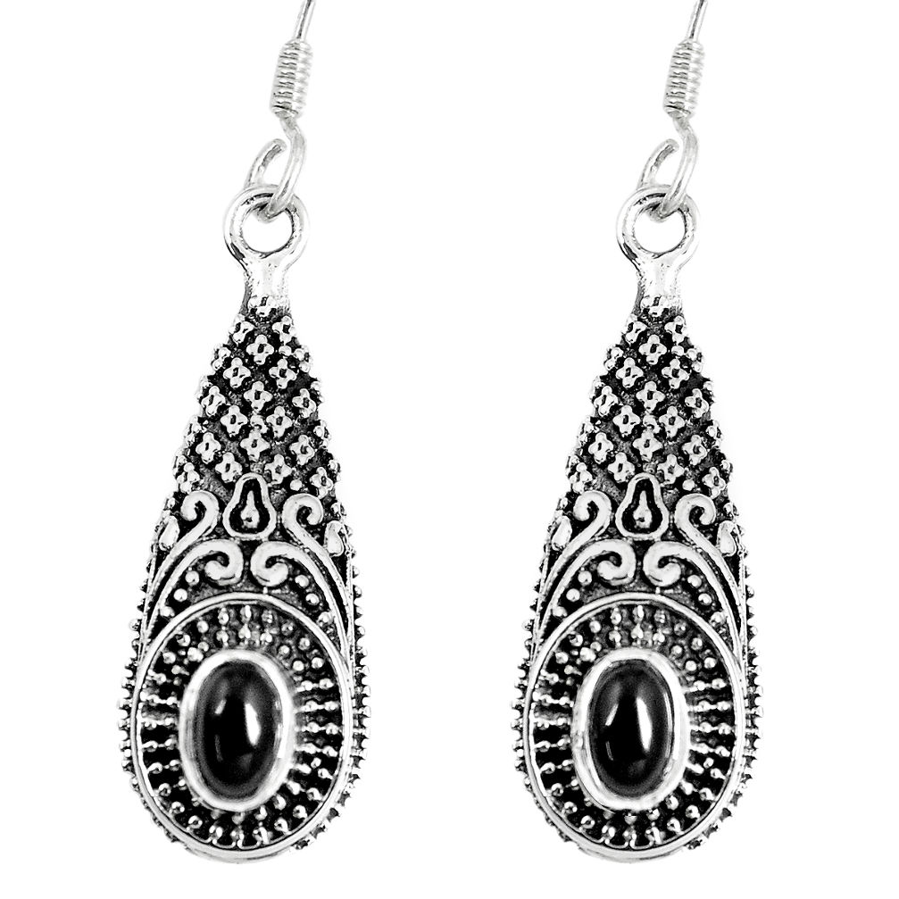 925 sterling silver 2.85cts natural black onyx dangle earrings jewelry p16405