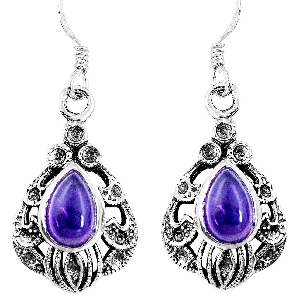 5.18cts natural purple amethyst 925 sterling silver dangle earrings p16410