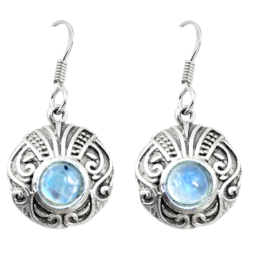 925 sterling silver 3.13cts natural rainbow moonstone dangle earrings p16420