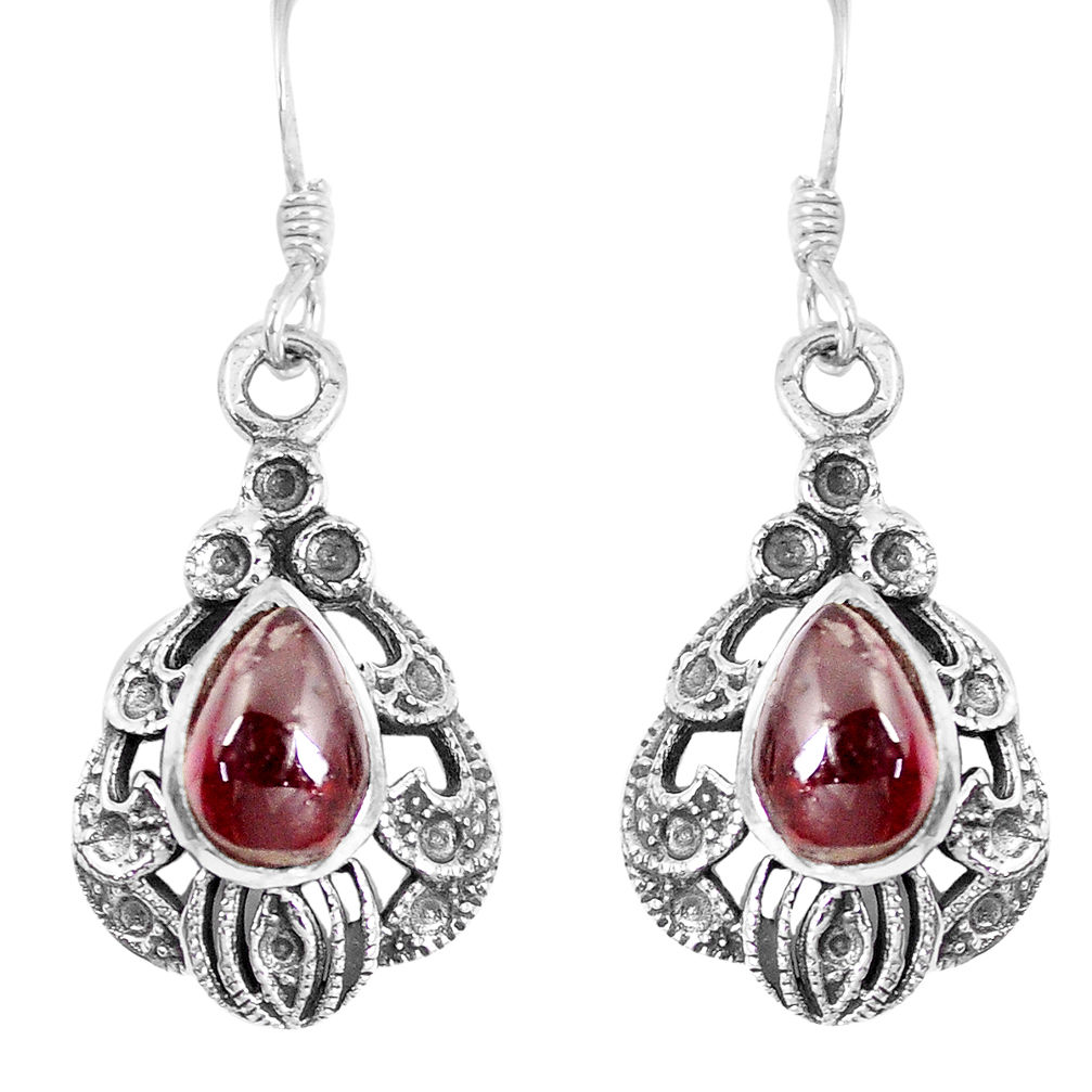 5.43cts natural red garnet 925 sterling silver dangle earrings jewelry p16426