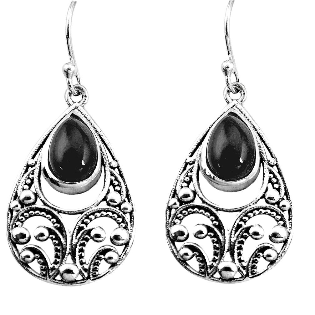 5.42cts natural black onyx 925 sterling silver dangle earrings jewelry p16449