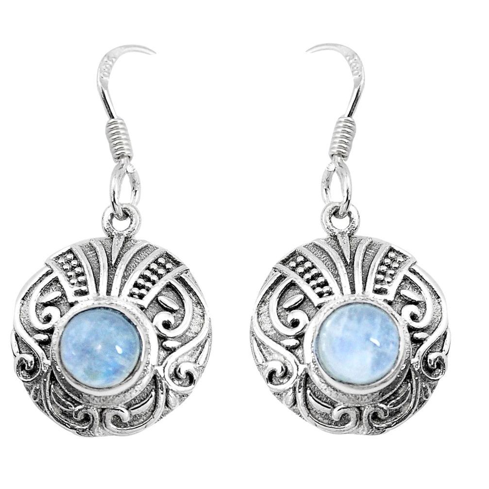 2.94cts natural rainbow moonstone 925 sterling silver dangle earrings p16477