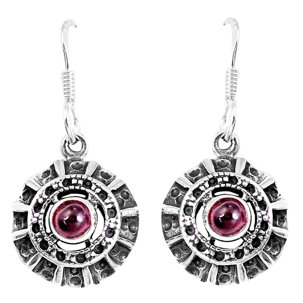 1.88cts natural red garnet 925 sterling silver dangle earrings jewelry p16481