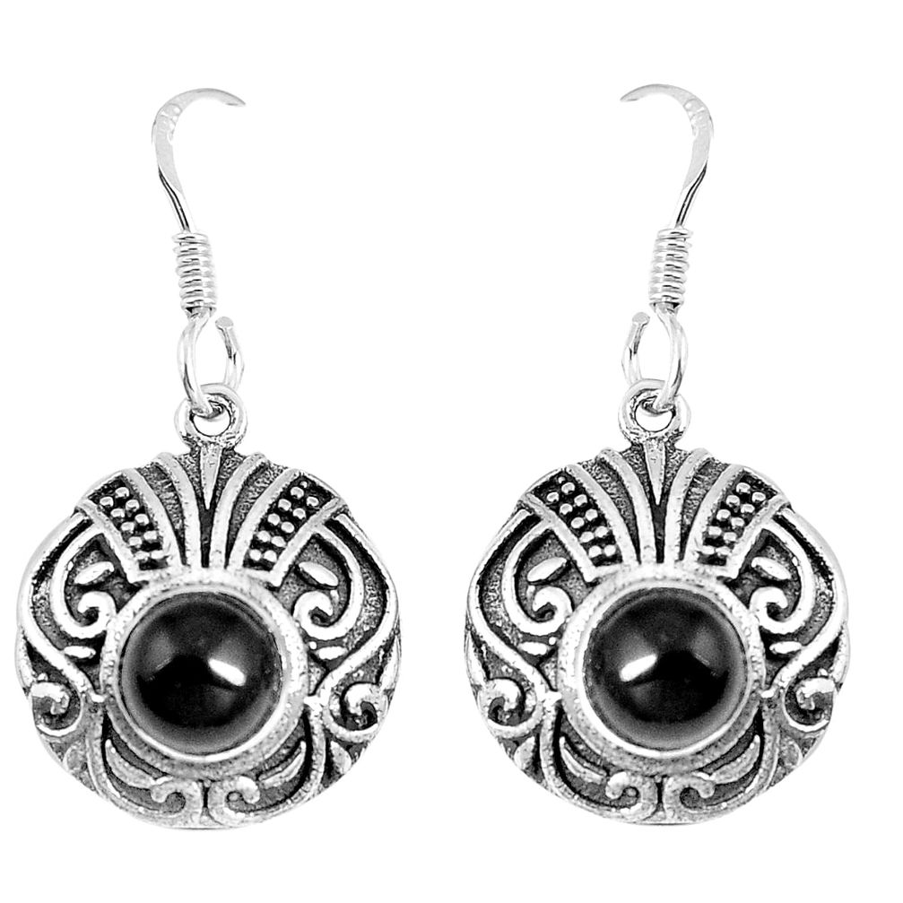 2.94cts natural black onyx 925 sterling silver dangle earrings jewelry p16490