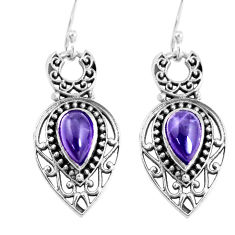 4.71cts natural purple amethyst 925 sterling silver dangle earrings p16503