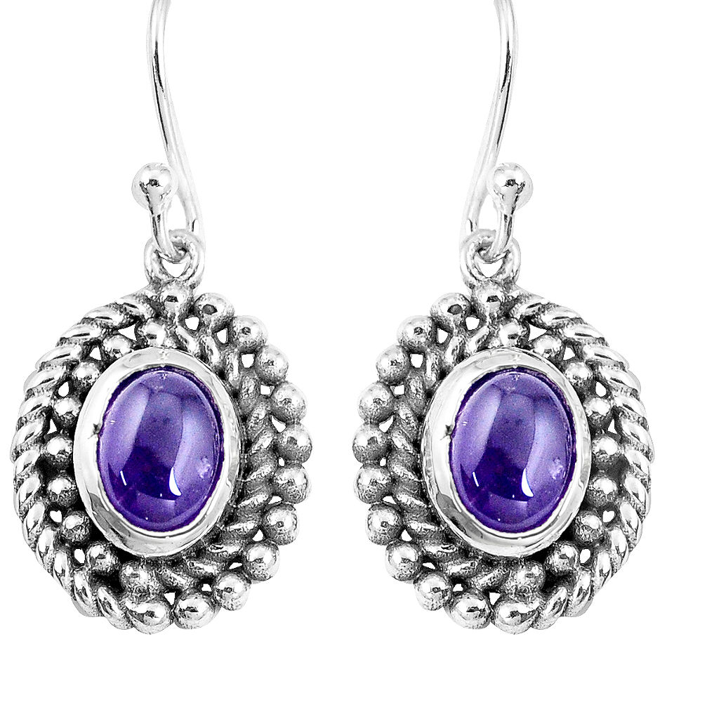 4.71cts natural purple amethyst 925 sterling silver dangle earrings p16505