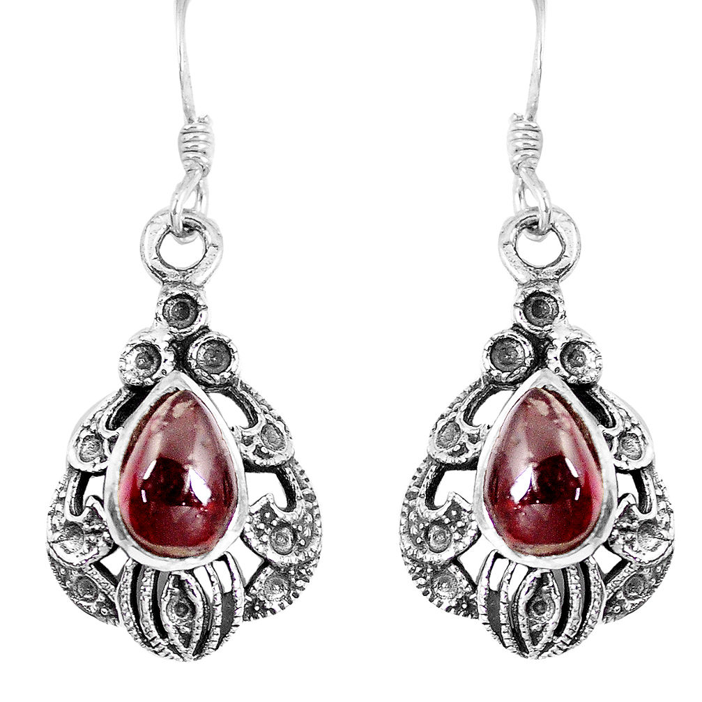 4.21cts natural red garnet 925 sterling silver dangle earrings jewelry p16506