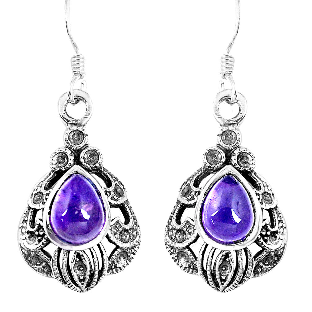 4.68cts natural purple amethyst 925 sterling silver dangle earrings p16526