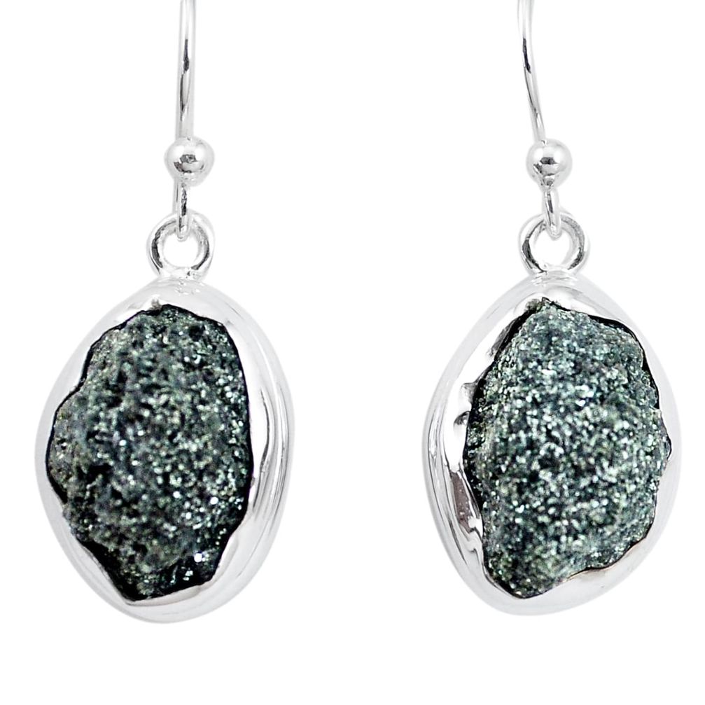 925 silver 17.95cts natural green seraphinite in quartz dangle earrings p16707