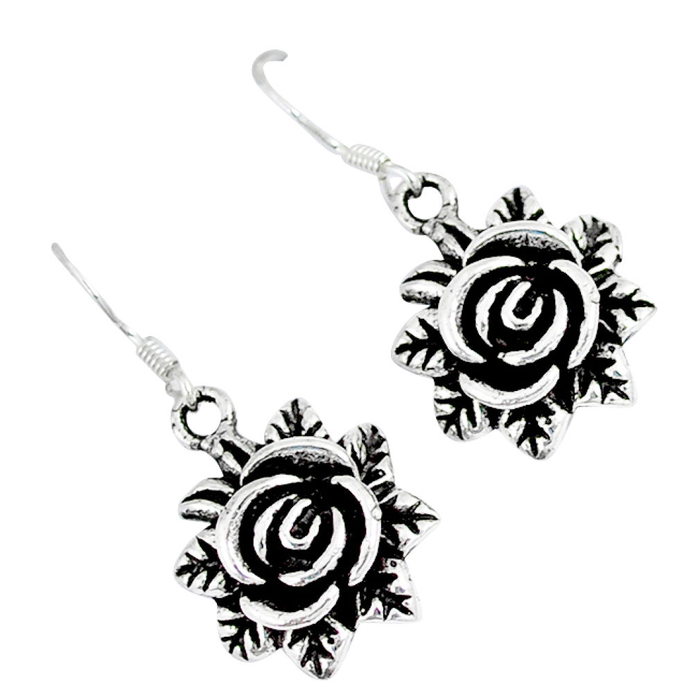 Indonesian bali style solid 925 sterling silver flower earrings jewelry p1707
