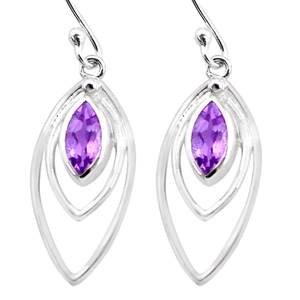 925 sterling silver 3.91cts natural purple amethyst dangle earrings p17529