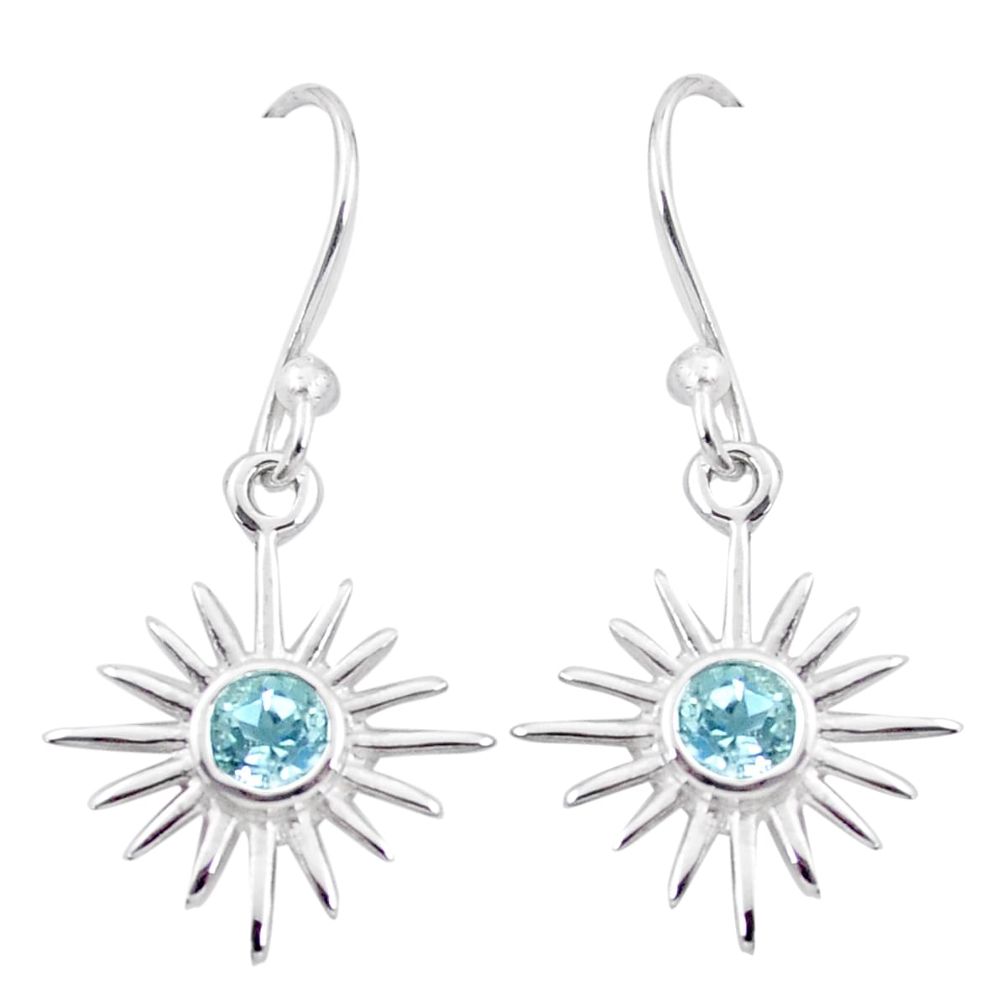 925 sterling silver 1.06cts natural blue topaz dangle earrings jewelry p17590