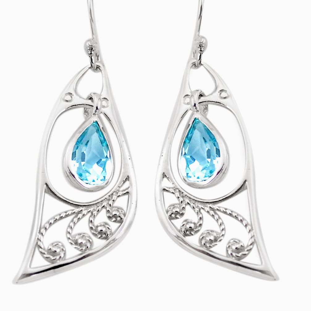 925 sterling silver 5.11cts natural blue topaz dangle earrings jewelry p17603