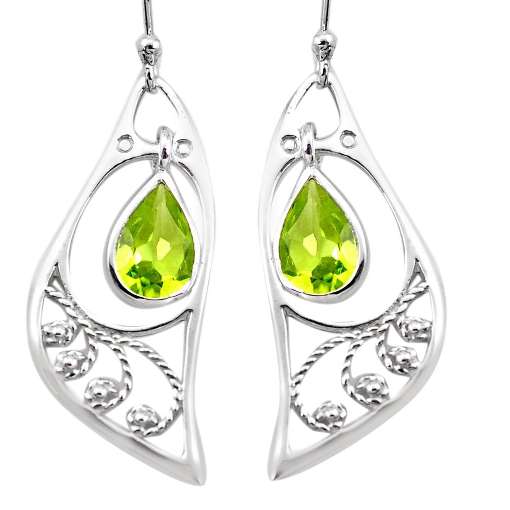 4.82cts natural green peridot 925 sterling silver dangle earrings jewelry p17610