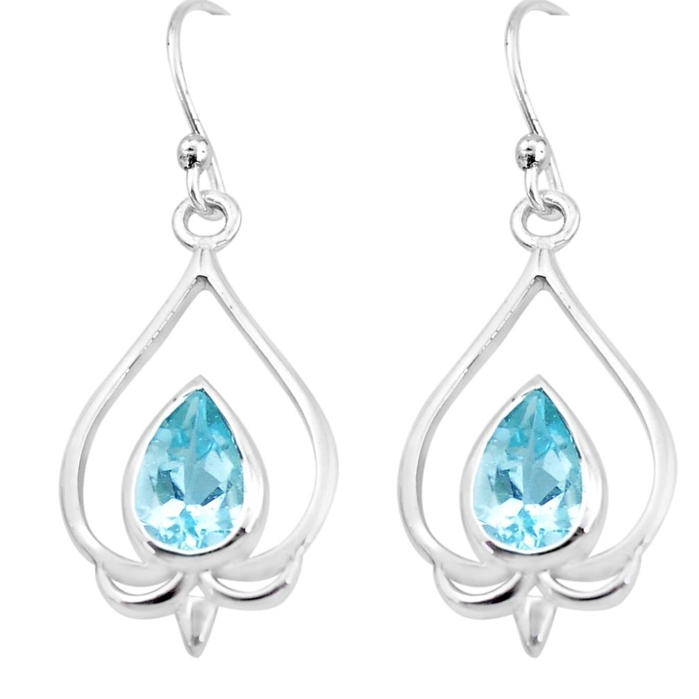 5.63cts natural blue topaz 925 sterling silver dangle earrings jewelry p17625