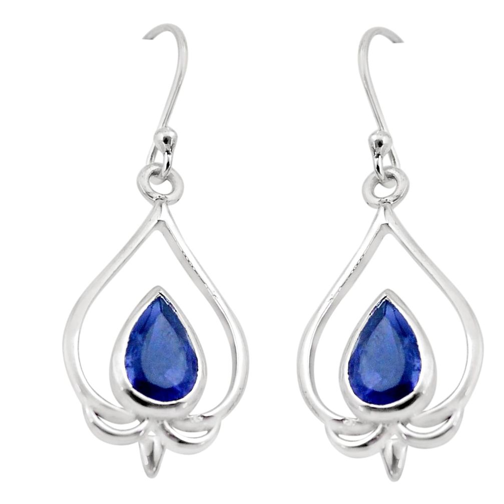925 sterling silver 5.10cts natural blue iolite dangle earrings jewelry p17629