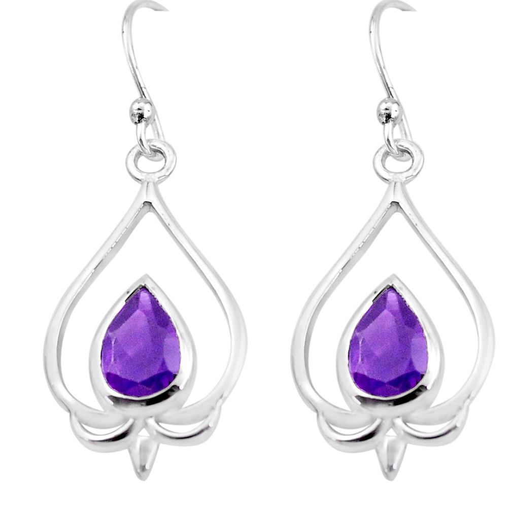 925 sterling silver 5.38cts natural purple amethyst dangle earrings p17635