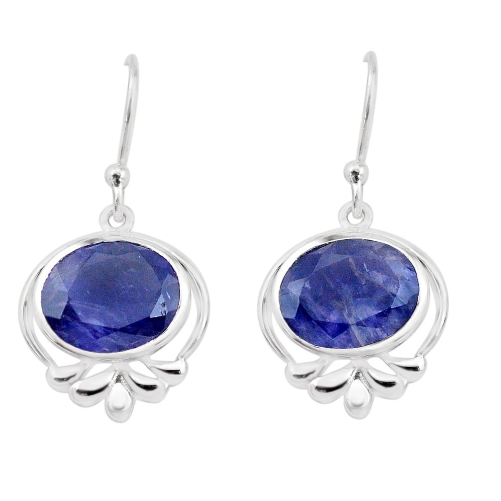 8.56cts natural blue iolite 925 sterling silver dangle earrings jewelry p17641