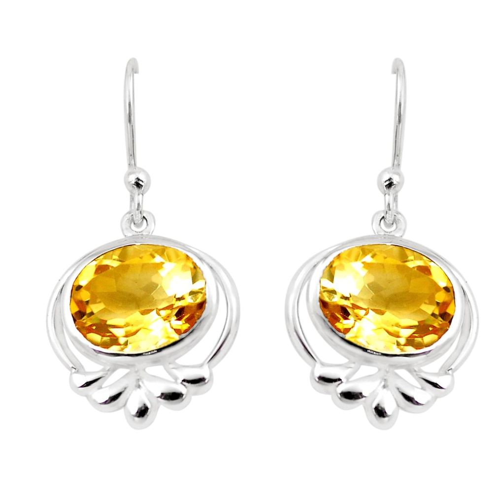 9.83cts natural yellow citrine 925 sterling silver dangle earrings p17645