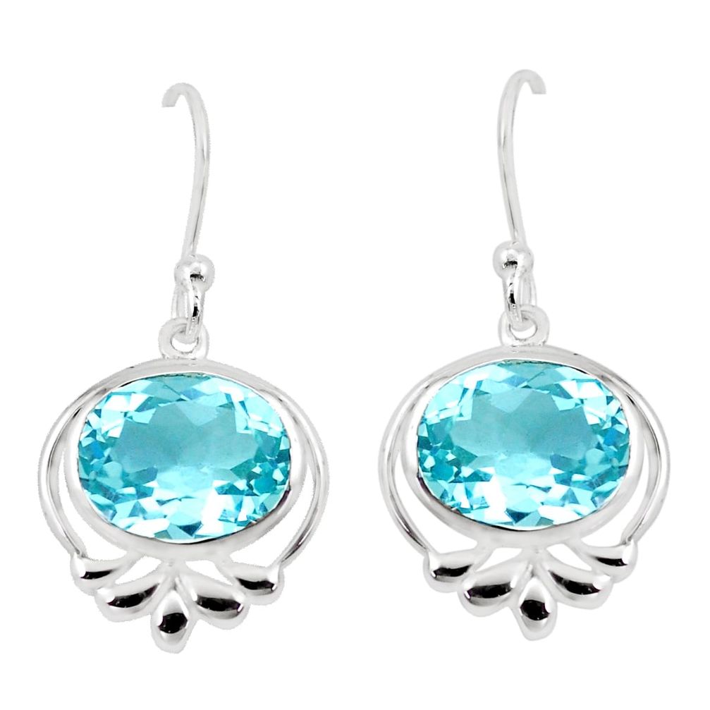 10.76cts natural blue topaz 925 sterling silver dangle earrings jewelry p17646