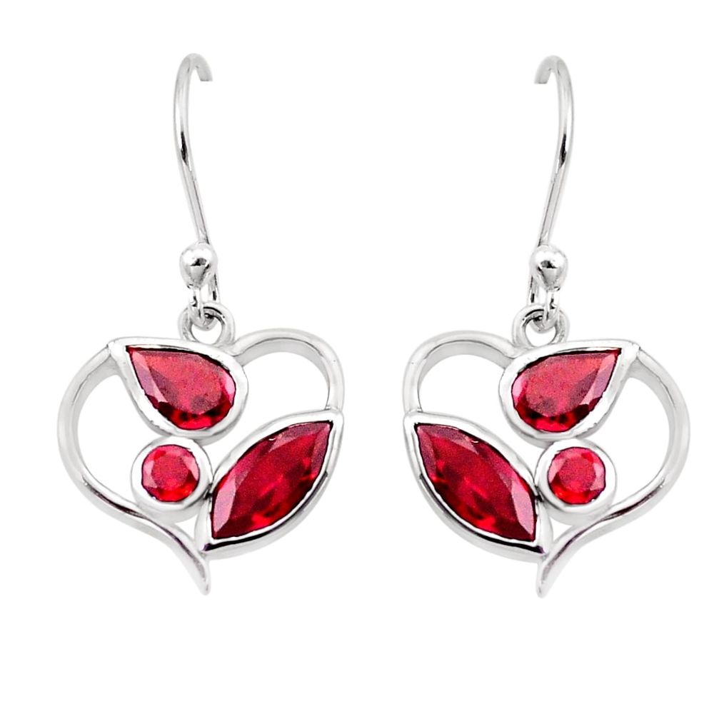 7.01cts natural red garnet 925 sterling silver dangle earrings jewelry p17661