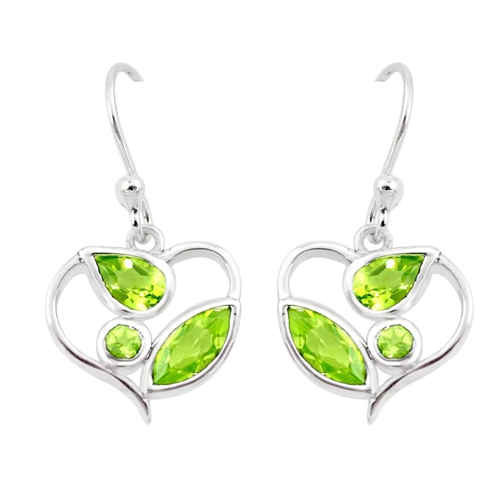 6.64cts natural green peridot 925 sterling silver dangle earrings jewelry p17665