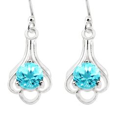 6.03cts natural blue topaz 925 sterling silver dangle earrings jewelry p17690